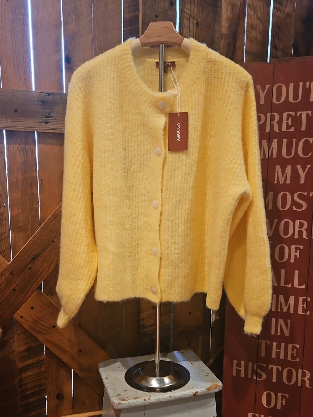 399 Women's Soft Yellow Button-Front Cardigan Sweater